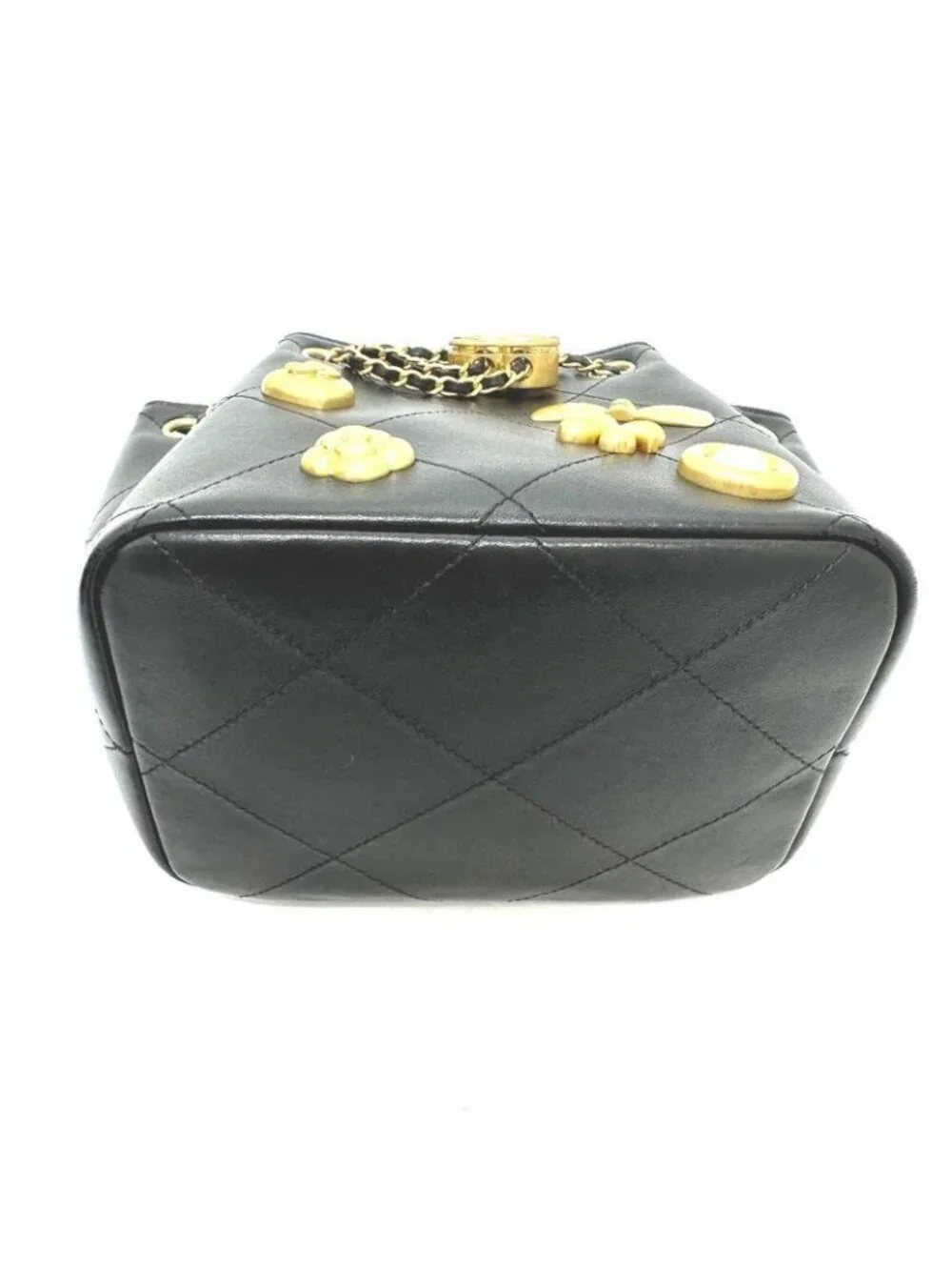 Chanel Shoulder Bag Draw St Ring Icon As5824 Leather Black
